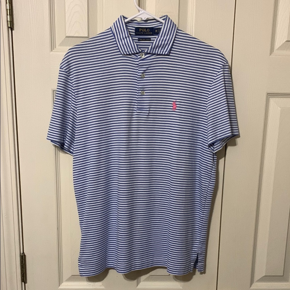 Polo by Ralph Lauren Blue and White Striped Polo Shirt